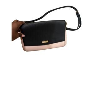 Kate Spade New York Colorblock Crossbody Purse Black Blush Gold Chain